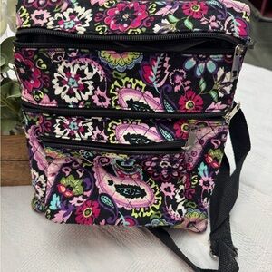 Vera Bradley Black and Pink Floral Crossbody Bag